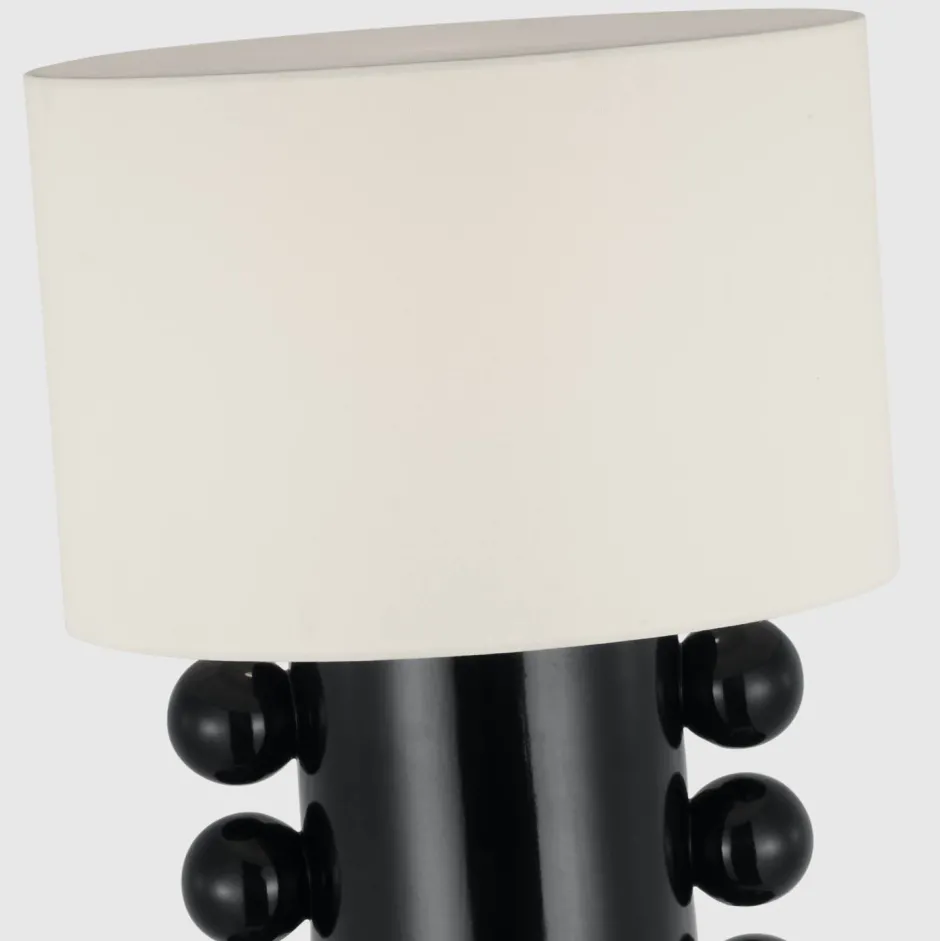 Table<Kelly Wearstler tiglia tall table lamp BLACKWITHLINENSHADE-CORDLESS