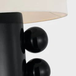 Table<Kelly Wearstler tiglia tall table lamp BLACKWITHLINENSHADE-CORDLESS