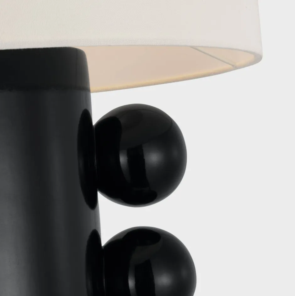 Table<Kelly Wearstler tiglia tall table lamp BLACKWITHLINENSHADE-CORDLESS