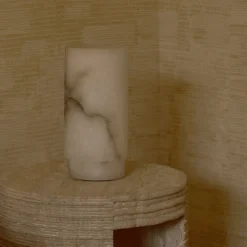 Table|Portables<Kelly Wearstler tourne 12" rechargeable table lamp ALABASTER