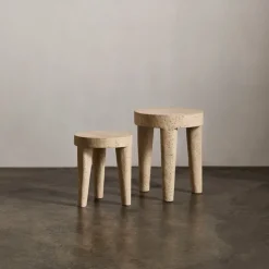 Ottomans & Stools|Side Tables<Kelly Wearstler tribute stool small TRAVERTINE
