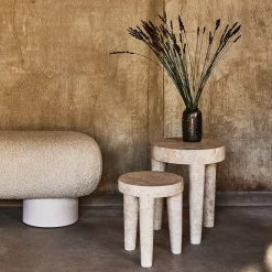 Ottomans & Stools|Side Tables<Kelly Wearstler tribute stool small TRAVERTINE