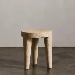 Ottomans & Stools|Side Tables<Kelly Wearstler tribute stool small TRAVERTINE