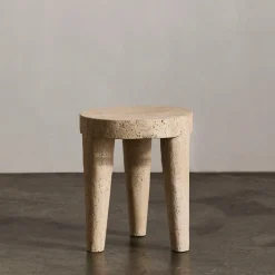 Ottomans & Stools|Side Tables<Kelly Wearstler tribute stool small TRAVERTINE