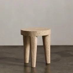 Ottomans & Stools|Side Tables<Kelly Wearstler tribute stool small TRAVERTINE