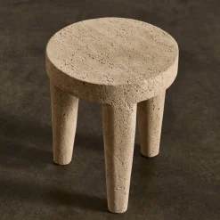 Ottomans & Stools|Side Tables<Kelly Wearstler tribute stool small TRAVERTINE