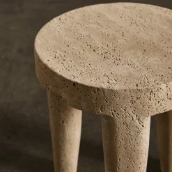 Ottomans & Stools|Side Tables<Kelly Wearstler tribute stool small TRAVERTINE