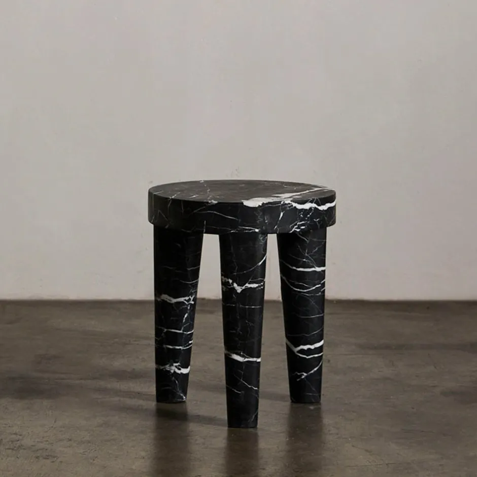Ottomans & Stools|Side Tables<Kelly Wearstler tribute stool small NEROMARQUINA