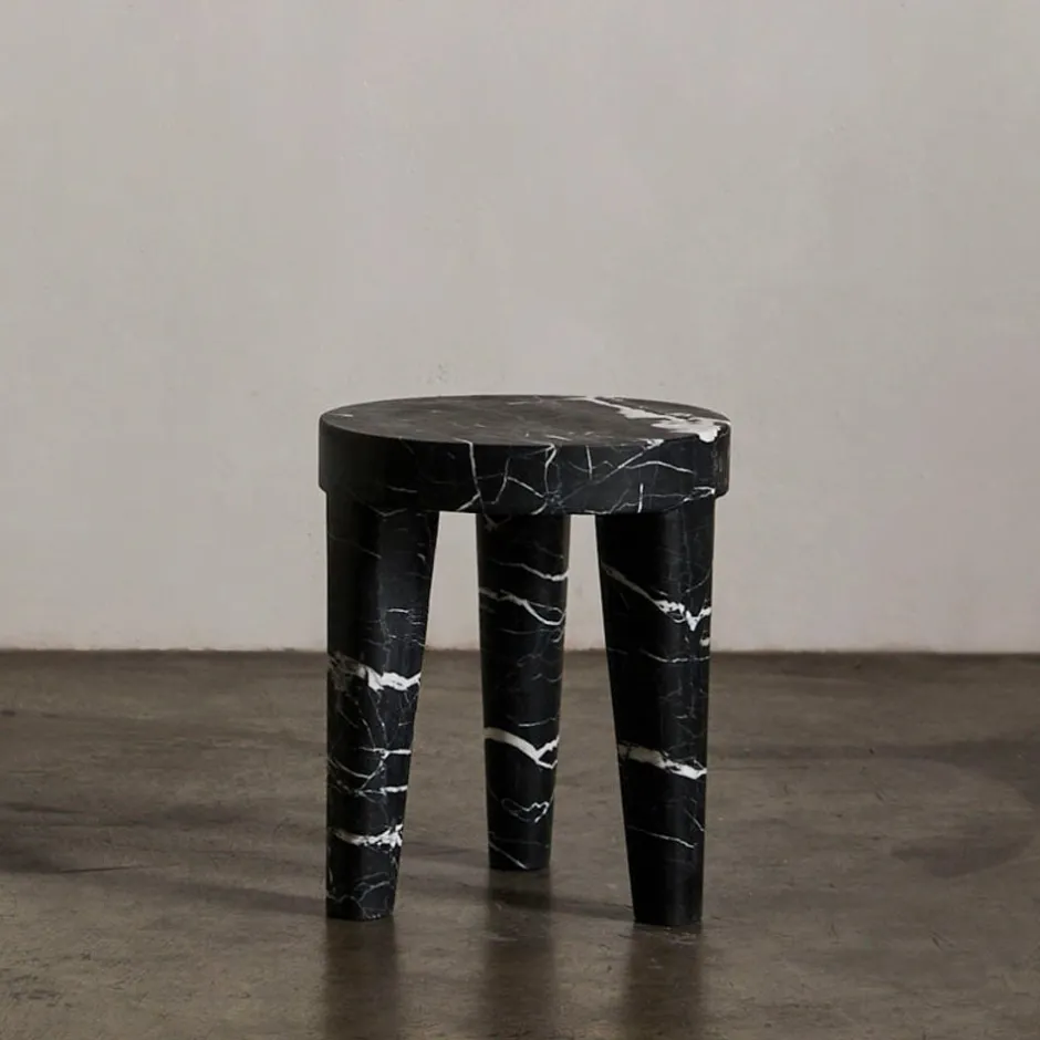 Ottomans & Stools|Side Tables<Kelly Wearstler tribute stool small NEROMARQUINA