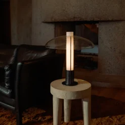 Table<Kelly Wearstler troye medium table lamp BRONZEWITHCLEARSHADE