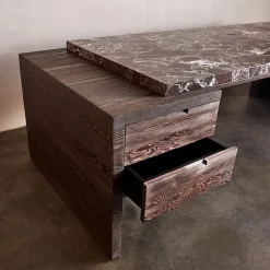 Desks<Kelly Wearstler truss desk SHOWNINWARMSTAINEDSANBLASTEDDOUGLASFIRWITHROSSOLEVANTO