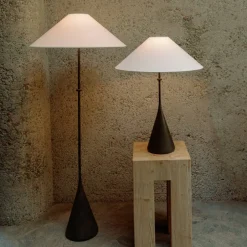 Floor<Kelly Wearstler zealous 62" floor lamp GARDENBRONZEWITHLINENSHADE