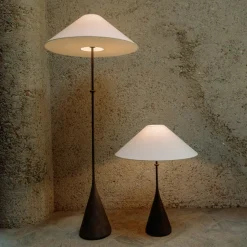 Floor<Kelly Wearstler zealous 62" floor lamp GARDENBRONZEWITHLINENSHADE