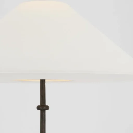 Table<Kelly Wearstler zealous 30" table lamp GARDENBRONZEWITHLINENSHADE
